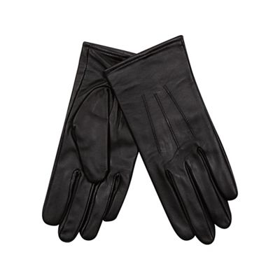 Three point detail leather glove in black